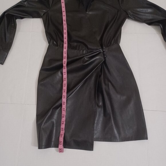 WOMEN'S ZARA FAUX LEATHER WRAP MINI DRESS - Picture 4 of 13